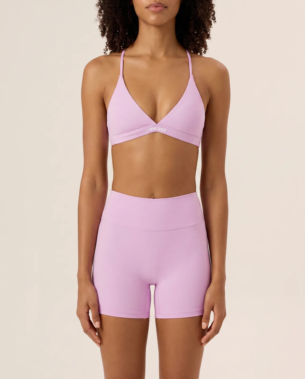 Triangle Bralette & High-waist Biker Shorts Set — CONFDNT