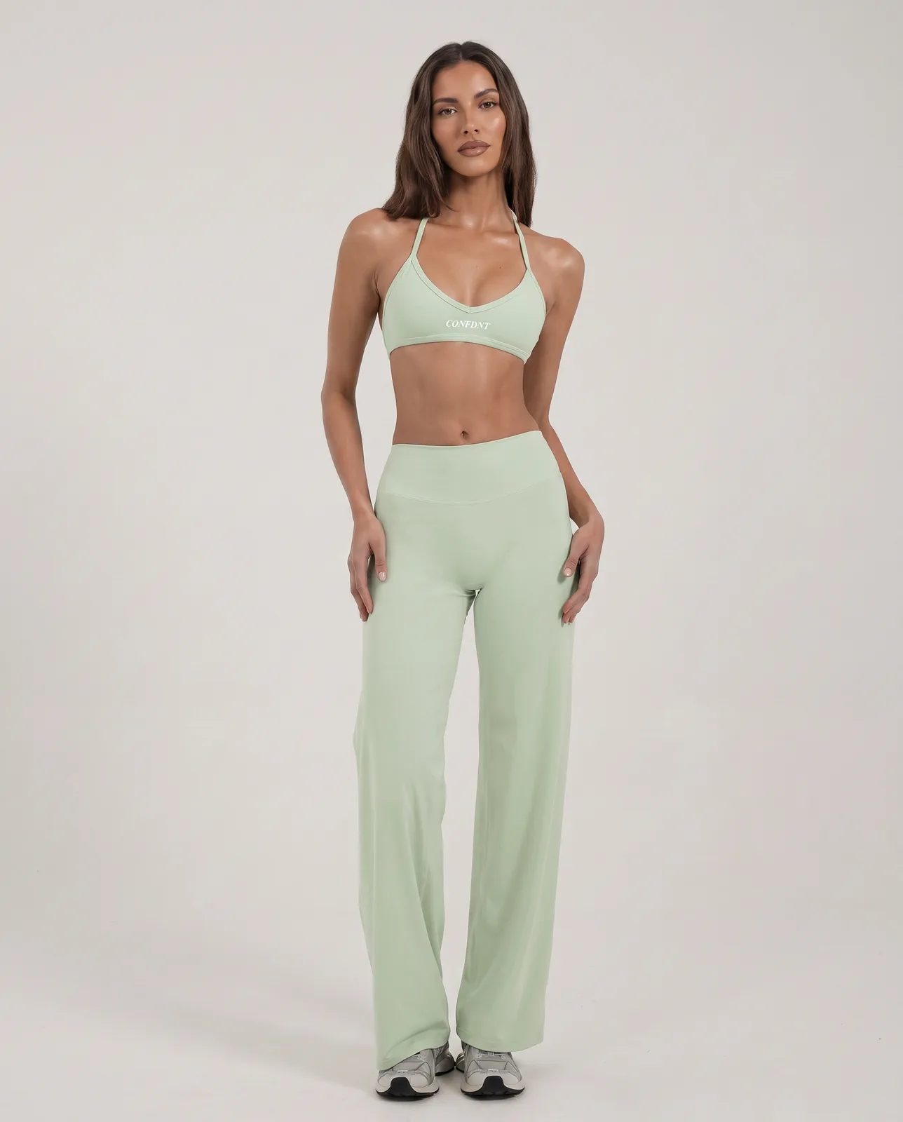 Pale Mint Halter Bralette & Wide-leg Pants Set — CONFDNT