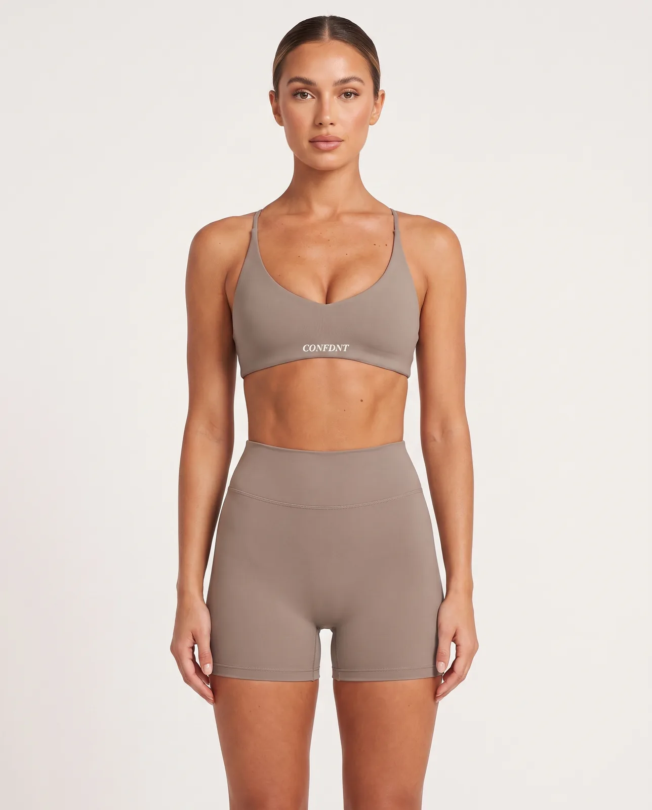 Strappy Cross-back Bralette & Biker Shorts Set — CONFDNT