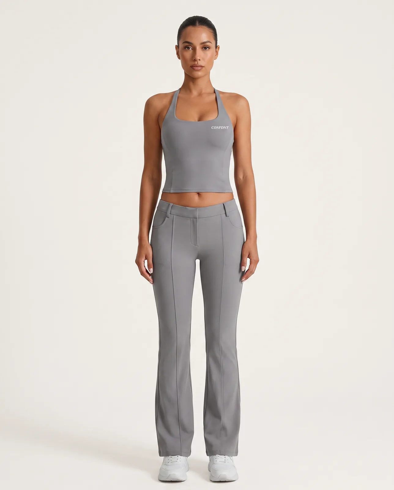 Square-neck Tank & Flare Trousers Set — CONFDNT