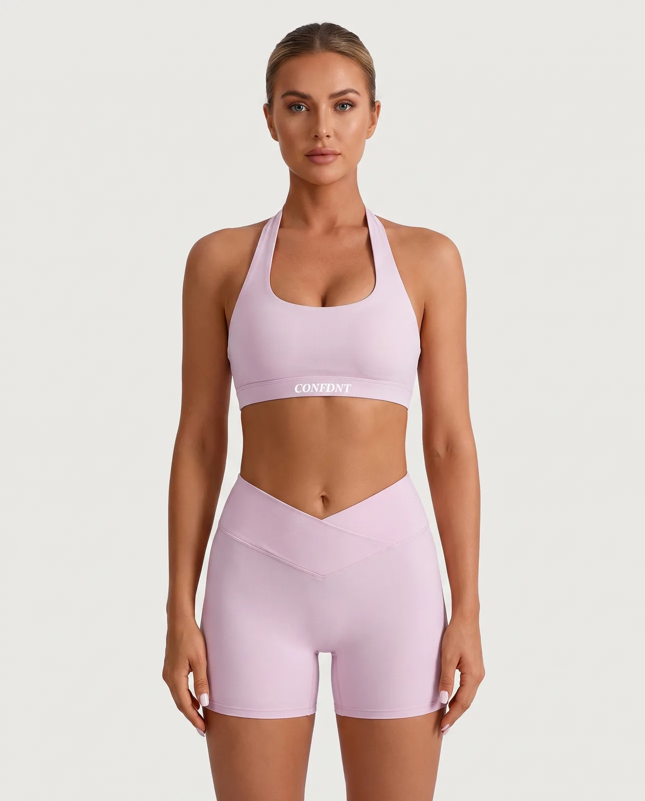 Halter Sports Bra & Crossover Shorts Set — CONFDNT