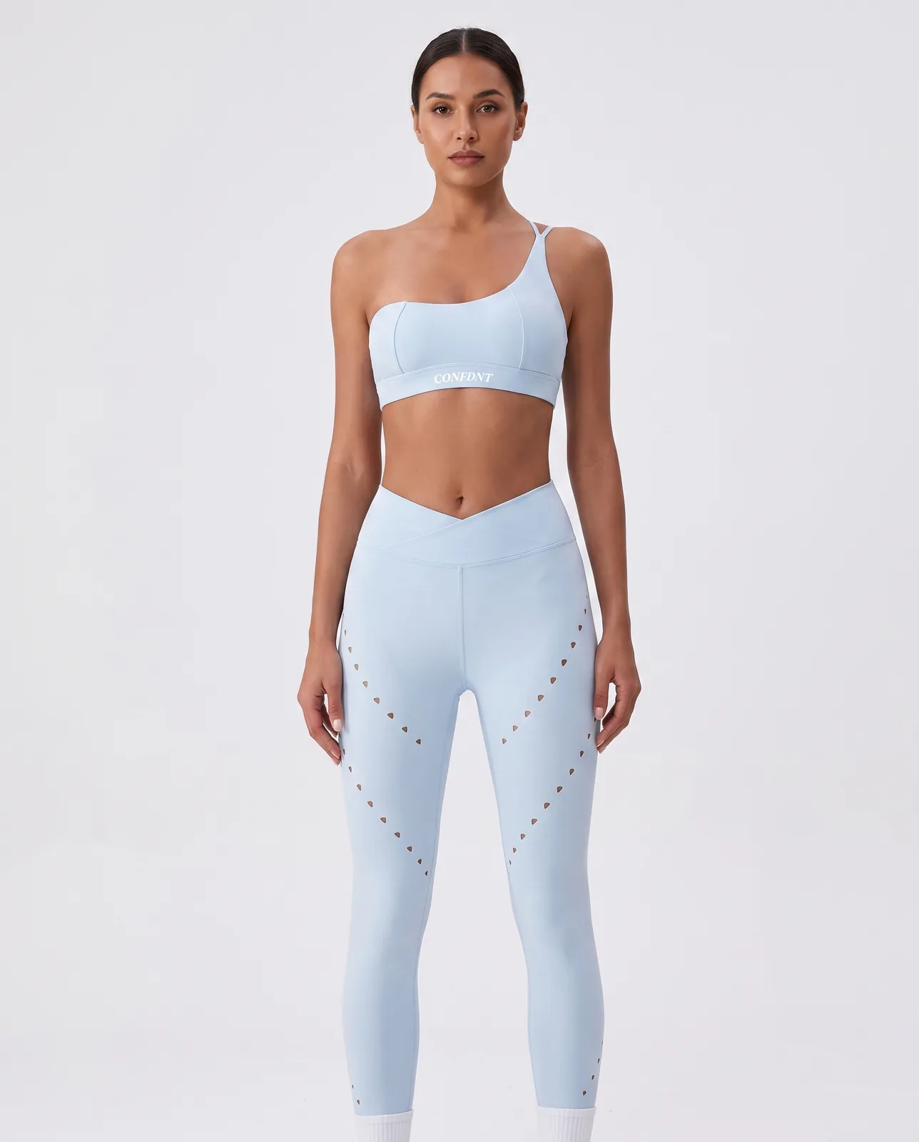 One-shoulder Bra & Laser-cut Leggings Set — CONFDNT