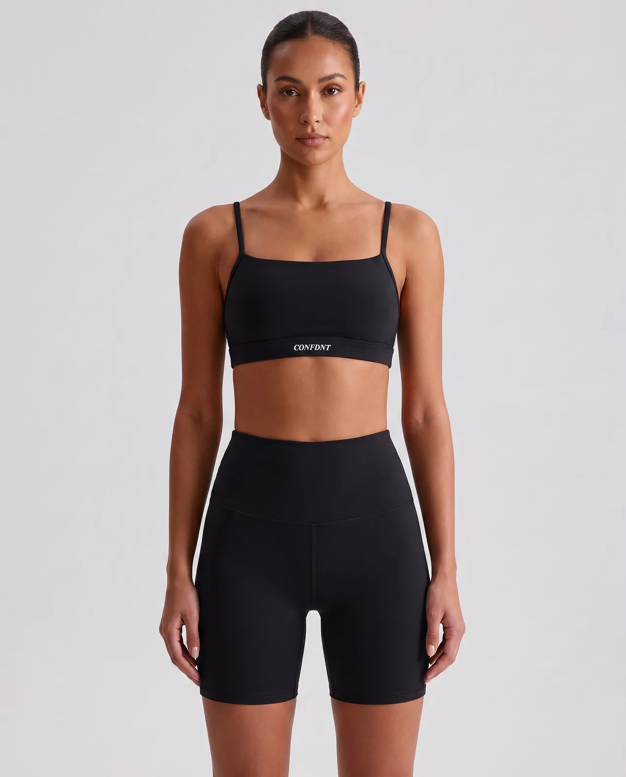 Square-neck Racer Bra & Leggings Set — Black