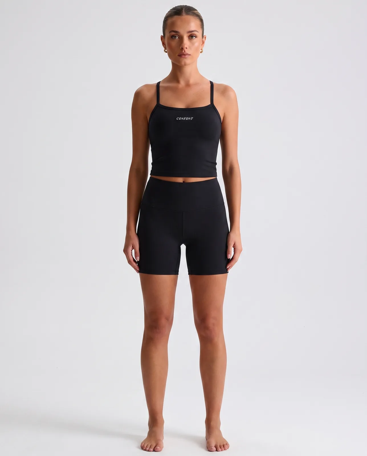 Cami Crop Tank & Biker Shorts Set — Black