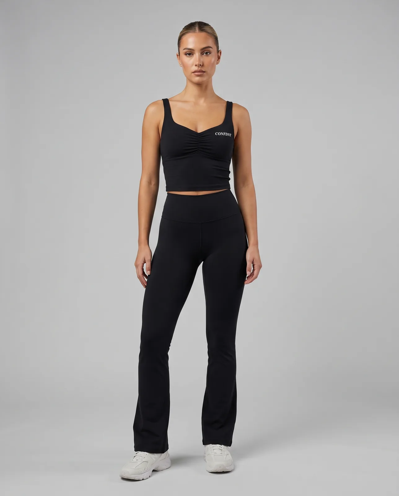 Ruched Sweetheart Tank & Shorts Set — Black