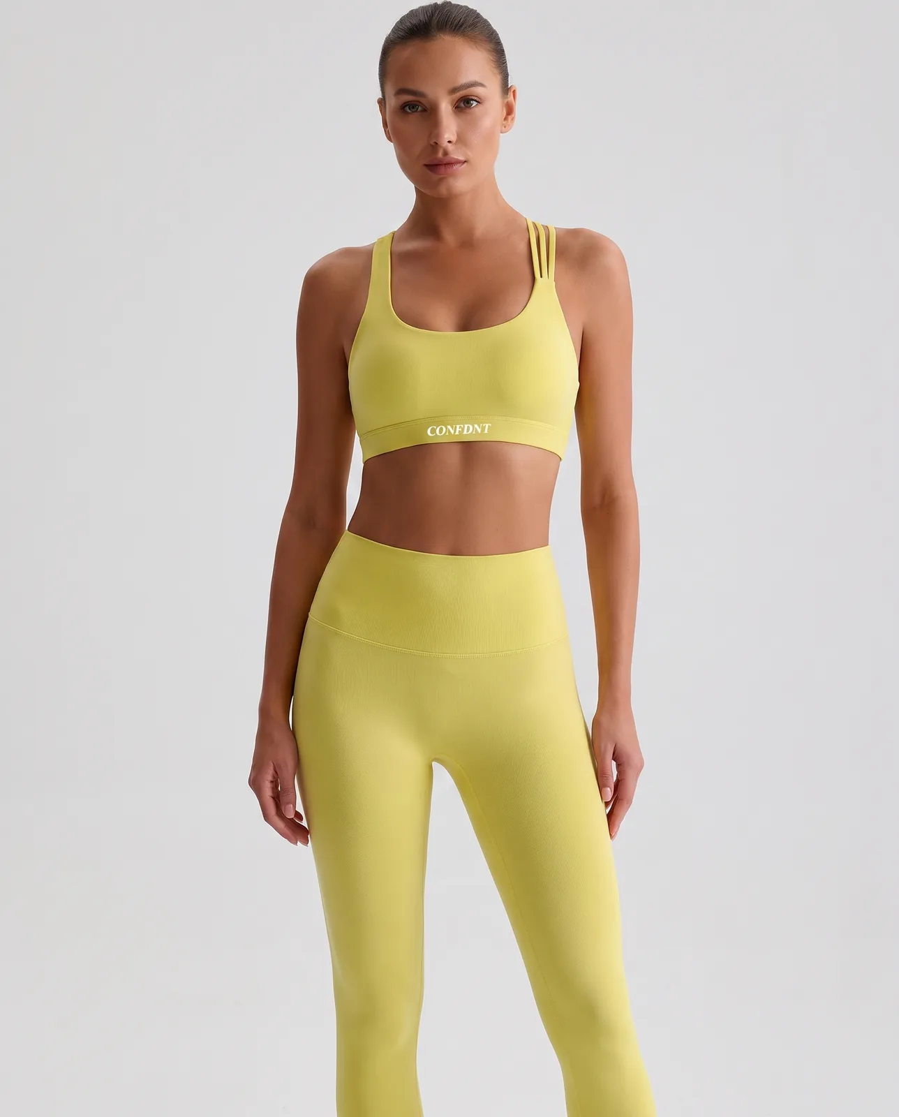 Chartreuse-yellow Strappy Bra & Leggings Set — CONFDNT
