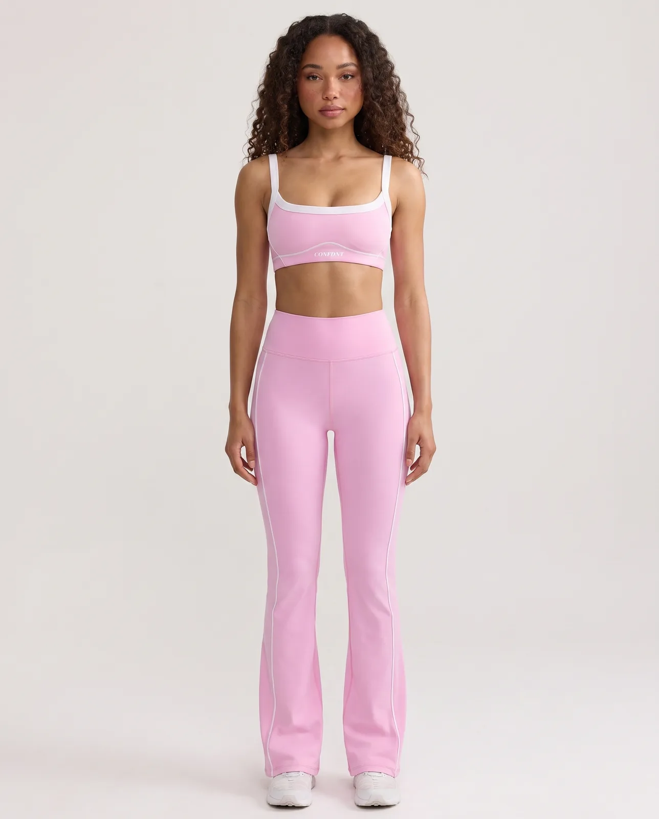 Bra with White Trim & Flares with White Piping Set — CONFDNT