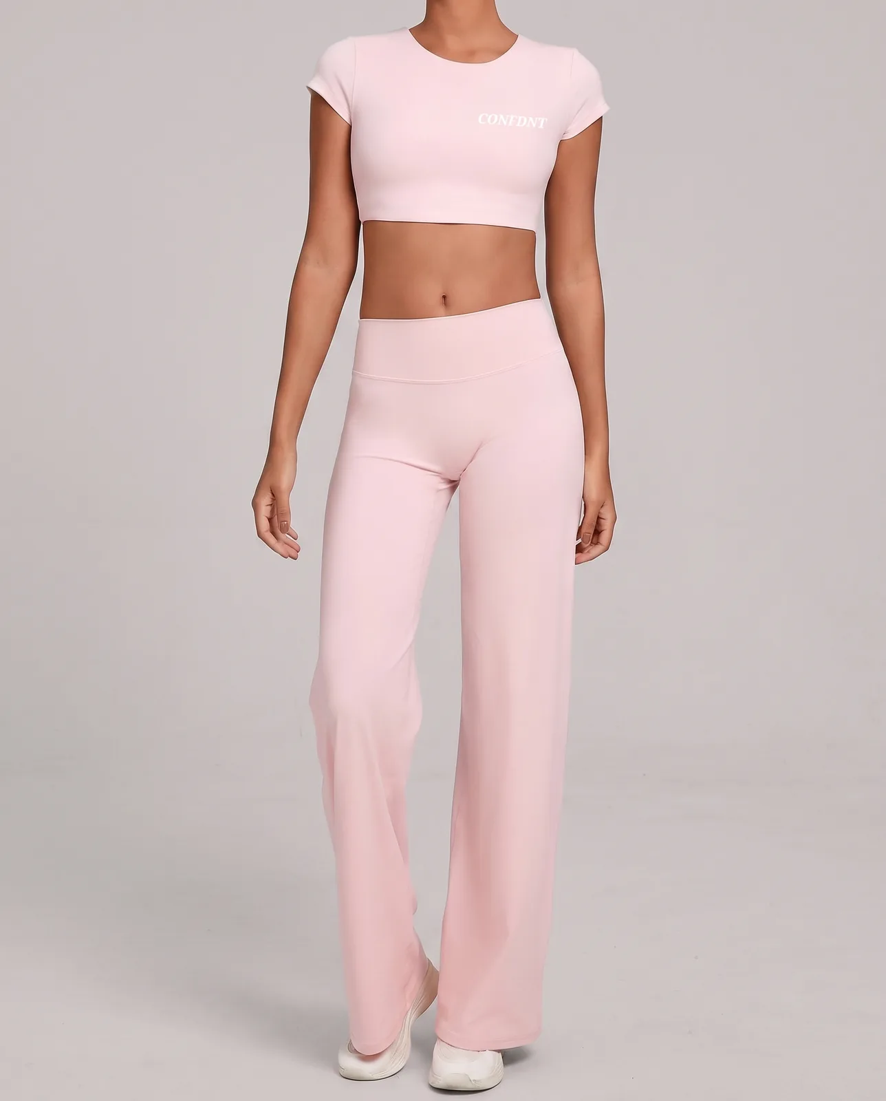 Cap-sleeve Crop Tee & Flare Pants Set — CONFDNT