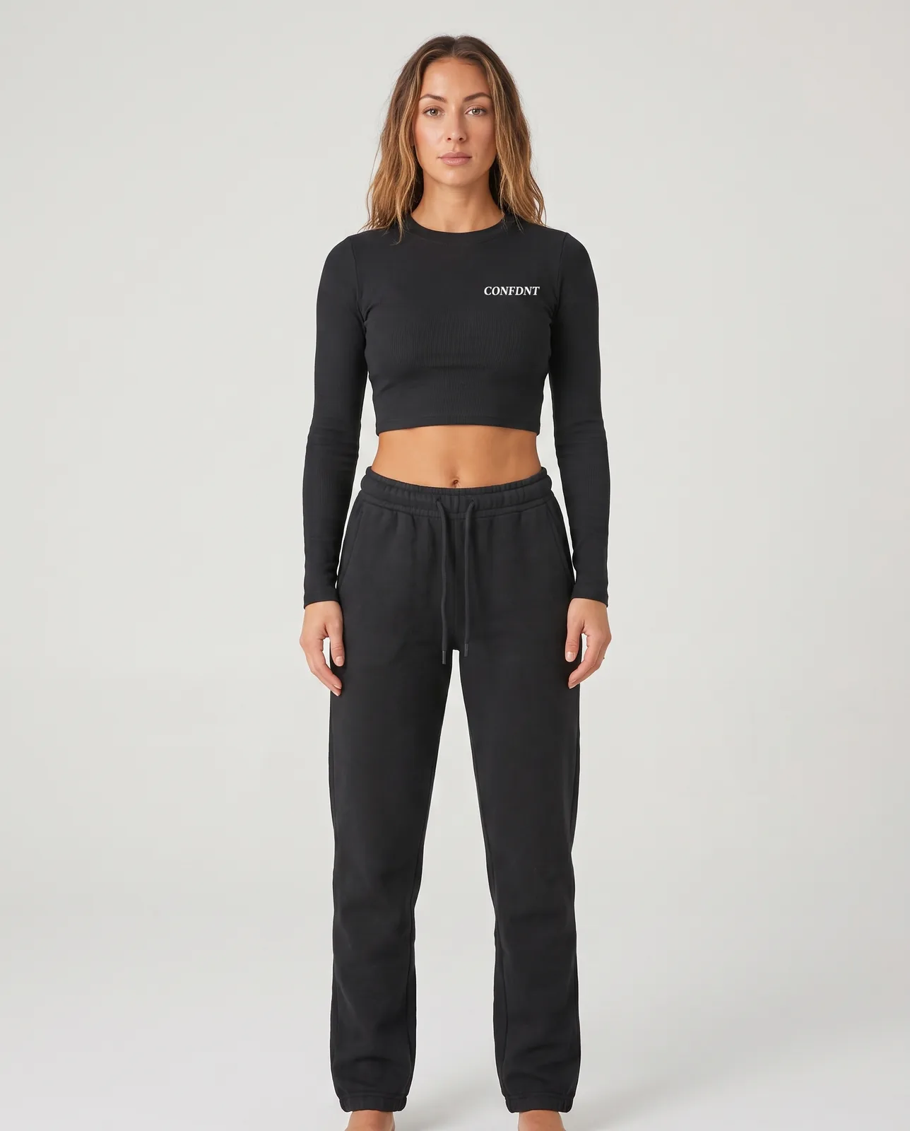Ribbed Crop Top & Sweatpants Set — CONFDNT