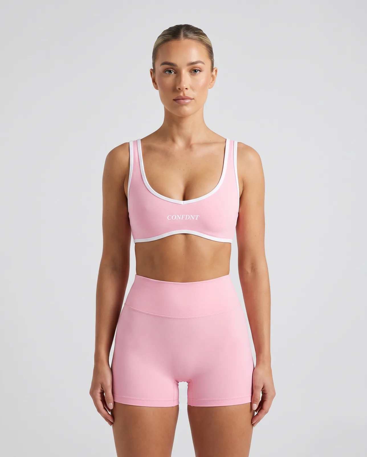 Scoop Bra with White Trim & Shorts Set — CONFDNT
