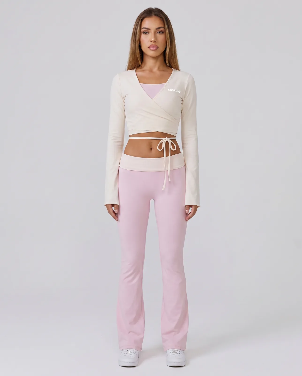 Wrap-front Top & Fold-over Flares Set — CONFDNT