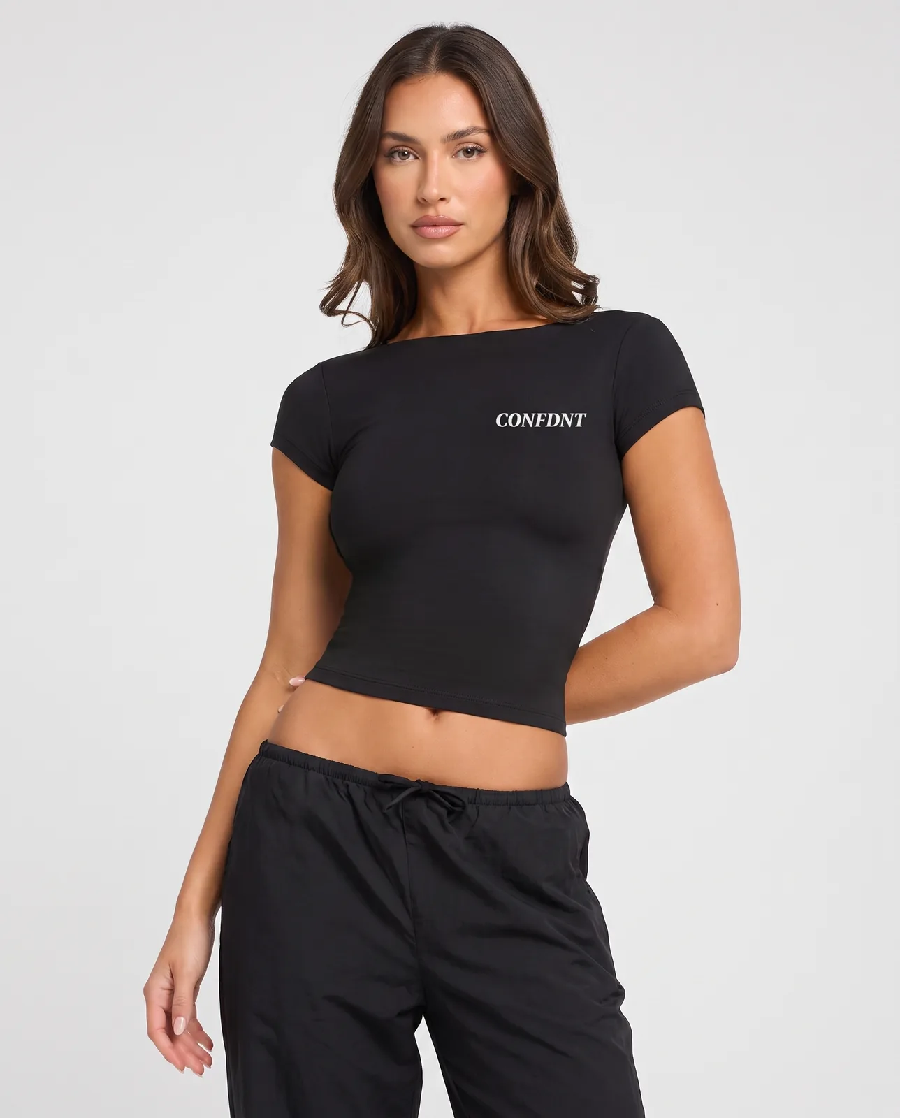 Boat-neck Crop Tee & Relaxed Pants Set — CONFDNT