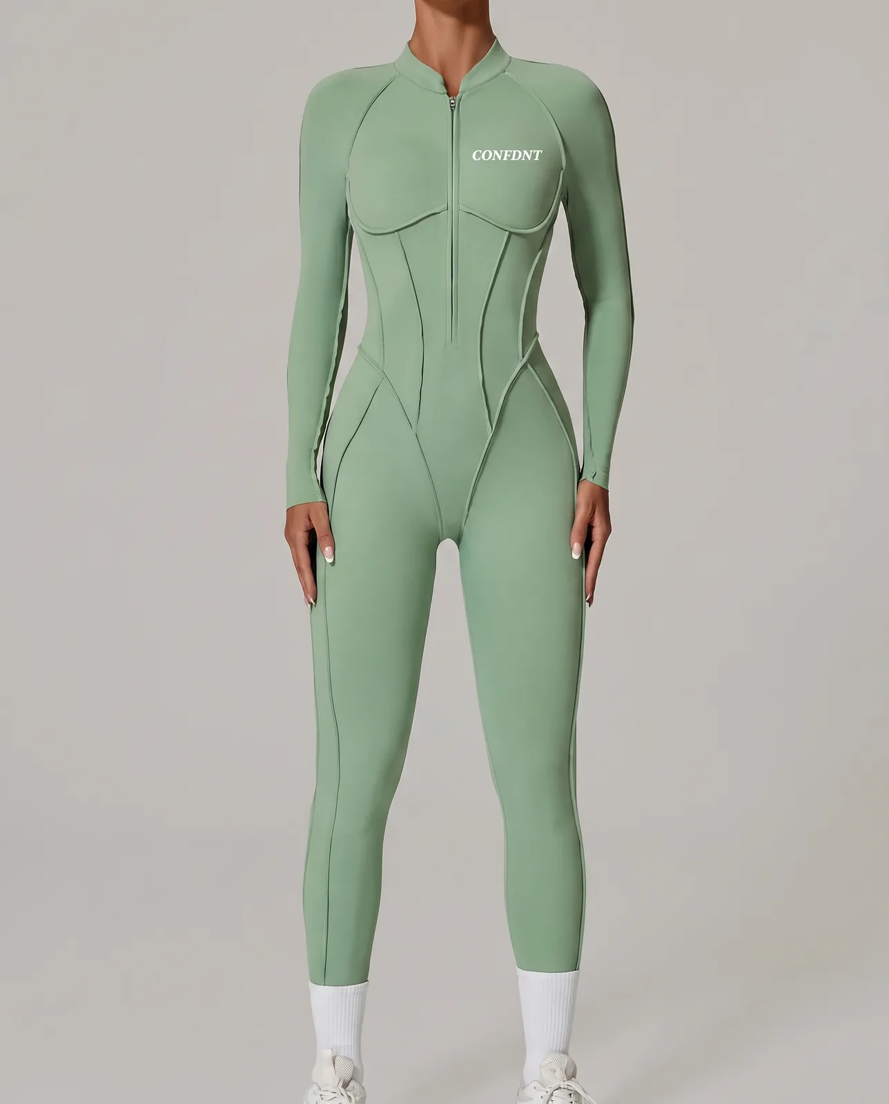 Corset-seam Zip Jumpsuit — CONFDNT