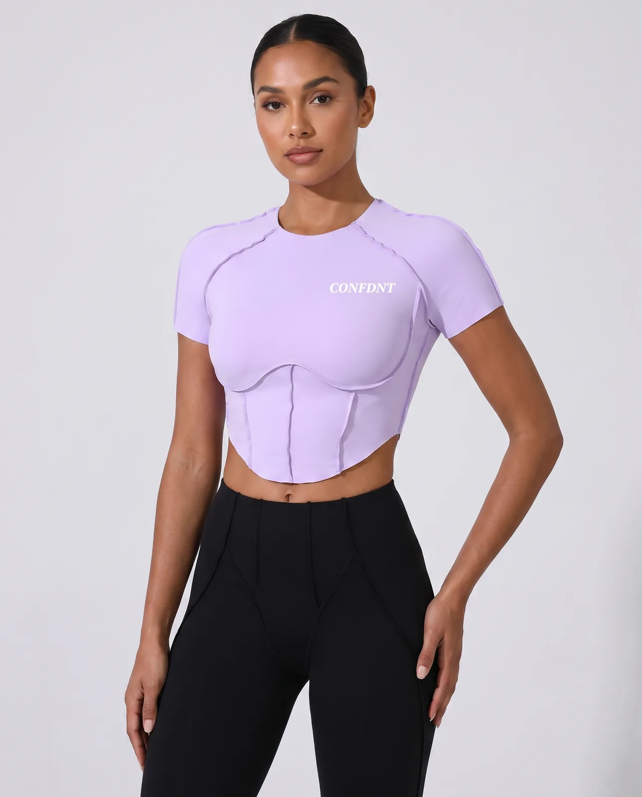 Corset-seam Crop Tee & Leggings — CONFDNT
