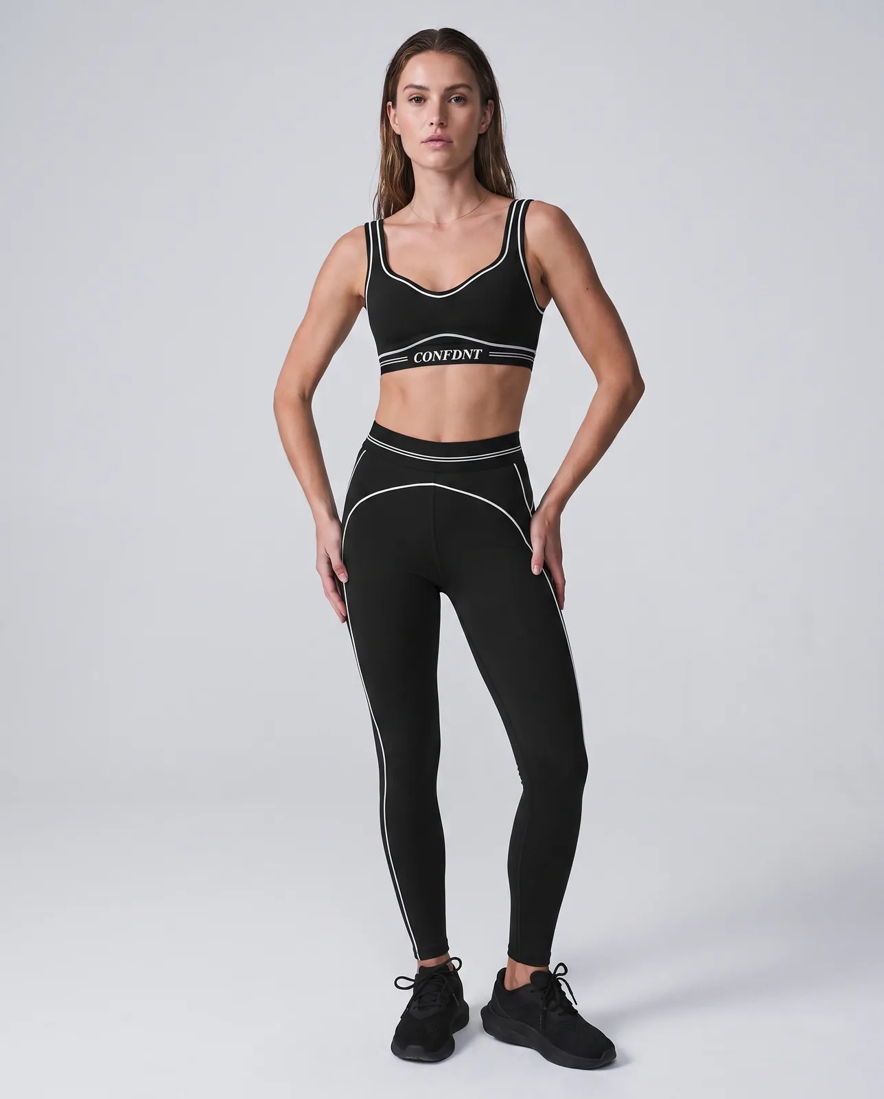 Bra & Leggings with White Piping Set — CONFDNT
