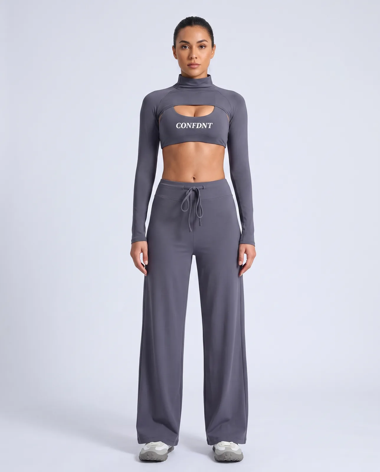 Shrug & Bandeau & Wide-leg Pants Set — CONFDNT