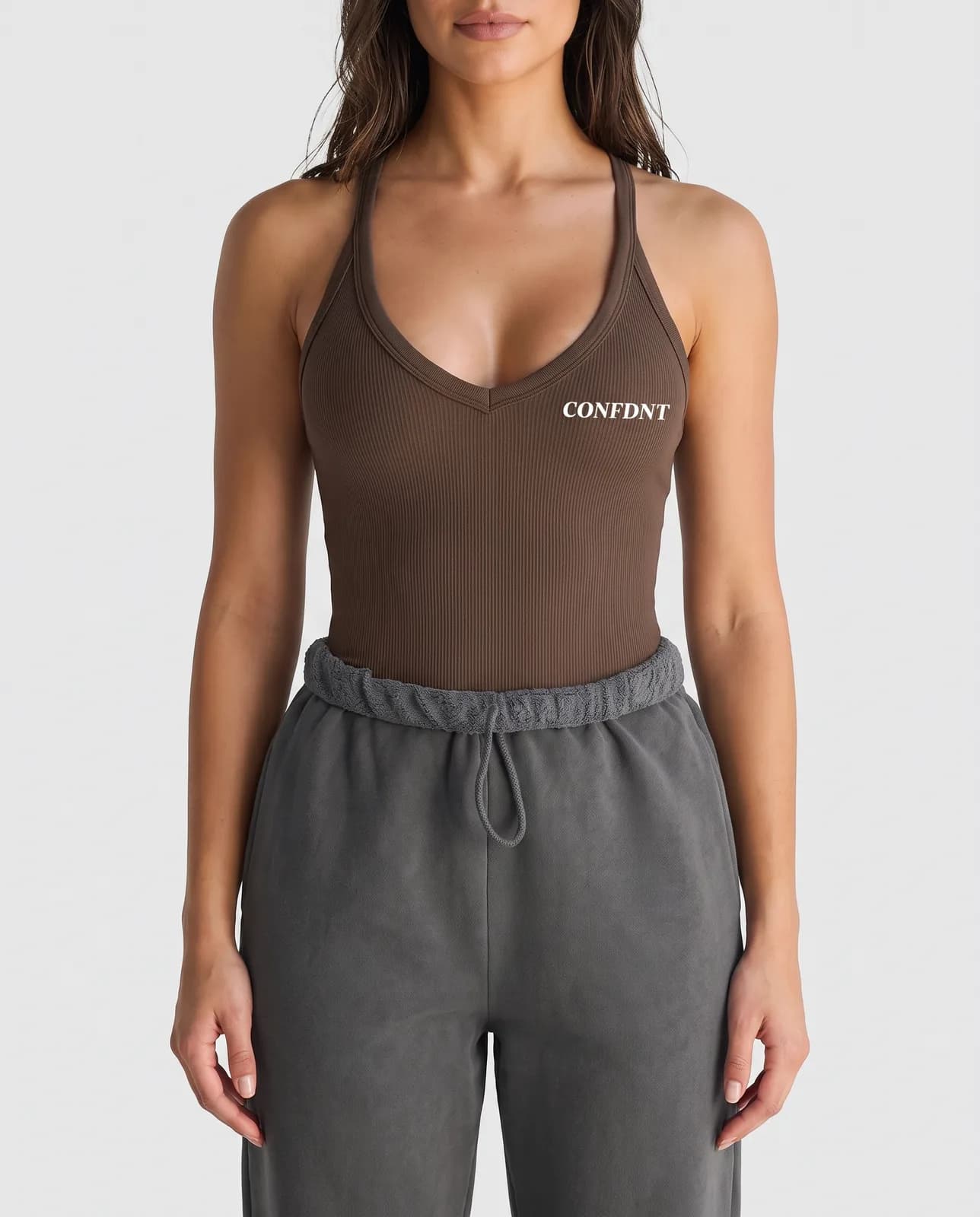 Ribbed V-neck Cami & Sweatpants Set — CONFDNT