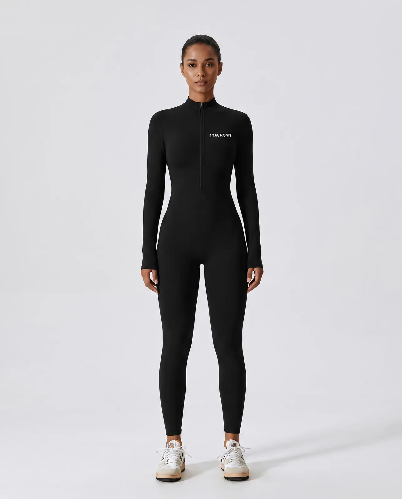 Long-sleeve Half-zip Full-length Jumpsuit — CONFDNT