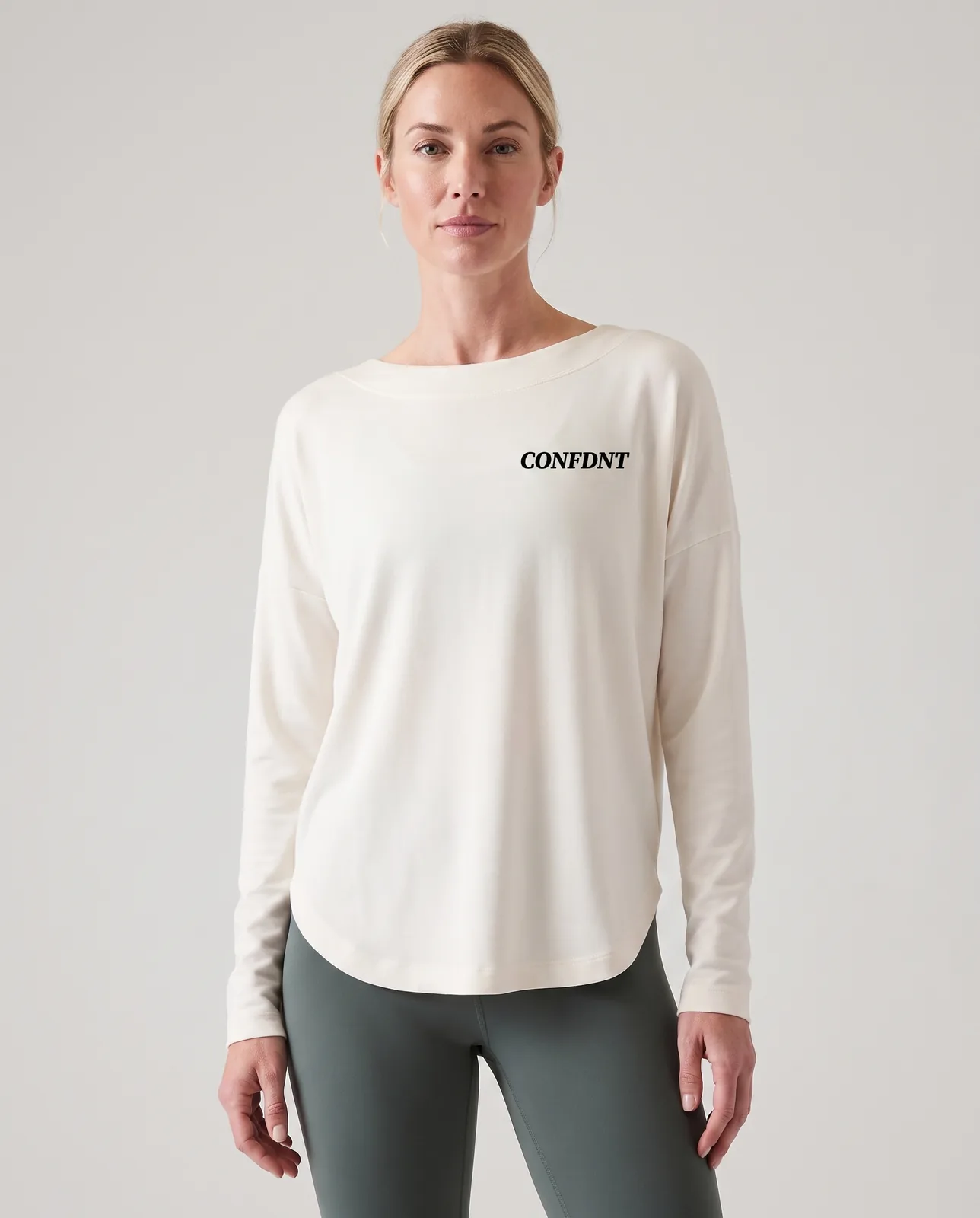 Boat-neck Long-sleeve Top & Dark Leggings Set — CONFDNT