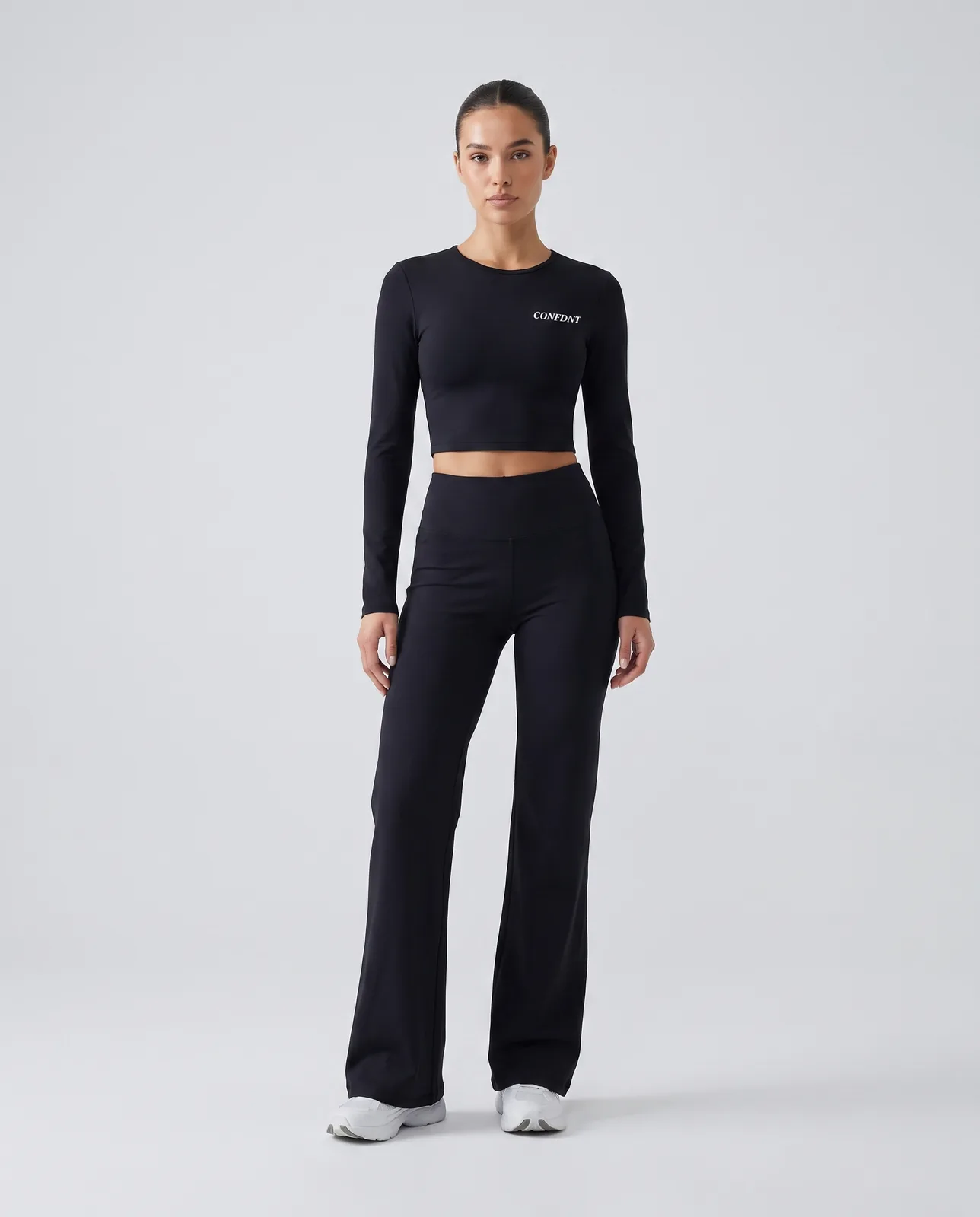 Long-sleeve Crop Top & Flare Pants Set — CONFDNT