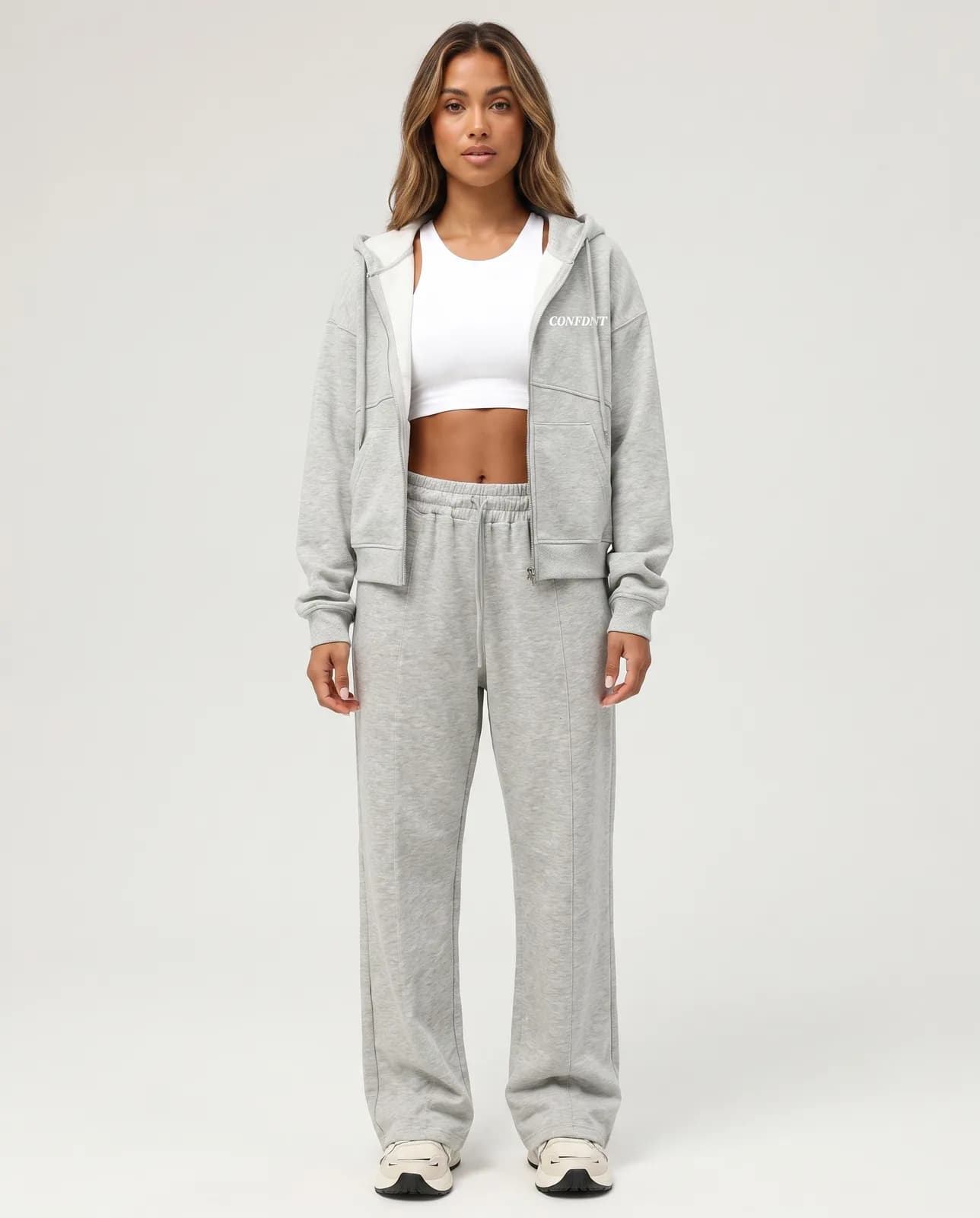 Open Zip Hoodie & k & Sweatpants Set — CONFDNT