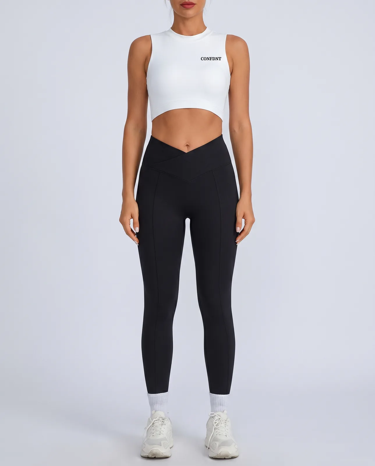Crop Top & Crossover-waist Leggings Set — CONFDNT