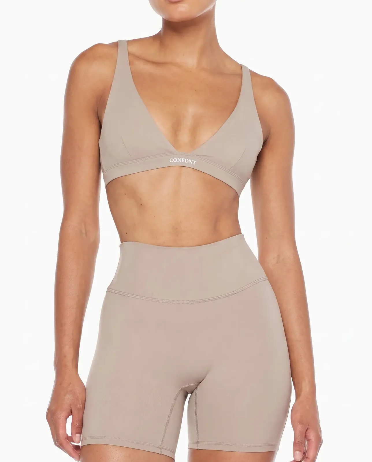 Triangle Bralette & Leggings Set — Beige Pink